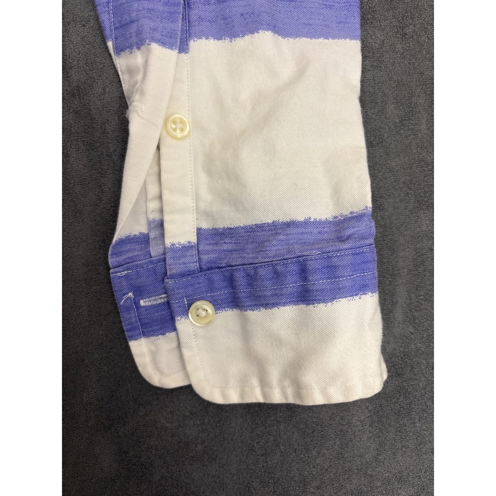 Ralph Lauren Mens XL Purple White Wide Stripe Cotton LS - Picture 6 of 8